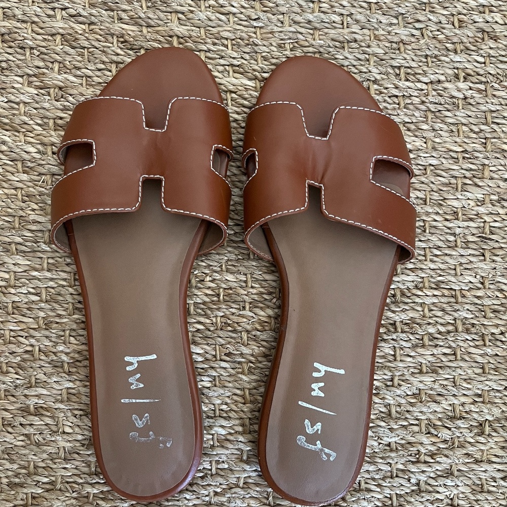 FRENCH SOLE Cognac Leather Alibi Sandals, 8.5